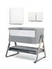 Lua Bedside Crib Bundle Grey with Mattress Protector & Fitted Sheets - Star / White image number 1